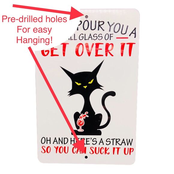 Funny Tin Sign Grumpy Cat Humor Bar Decor Wall Art Wine Wino Man Cave Girlfriend - Picture 3 of 5